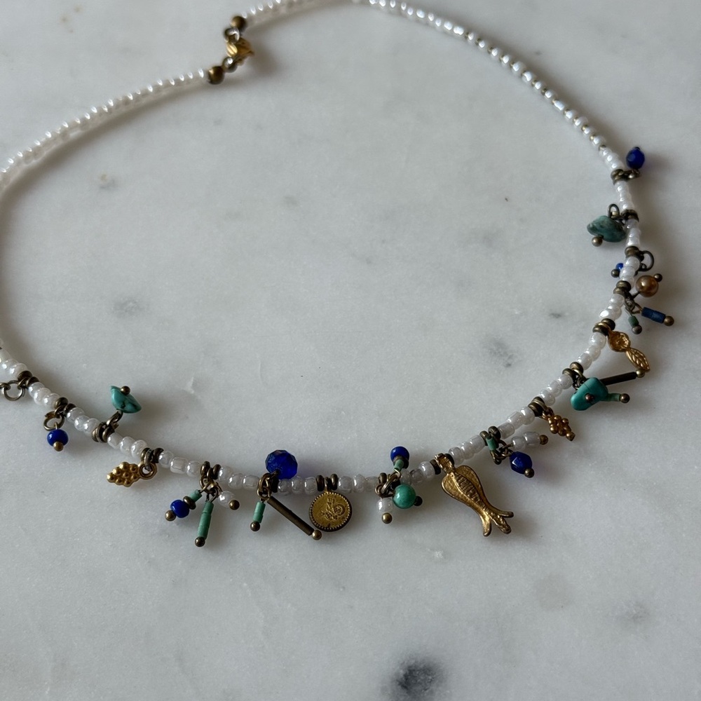 Beaded Charm Choker Necklace